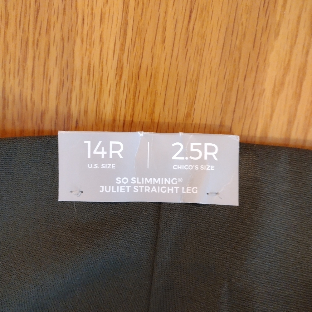 Chico's Green Ankle Pants Women's Size 14 Juliet Slim Trim Stretch Office NWT - Picture 10 of 11